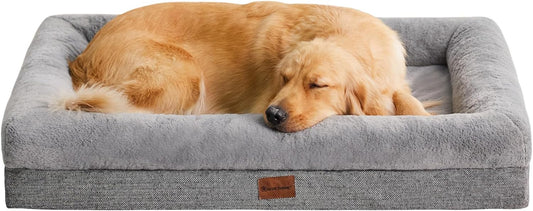 BFPETHOME XL Extra Orthopedic Dog Bed for Large Dogs – Washable Couch-Style Pet Bed with Supportive Bolster Sides, Removable Waterproof Cover, Non-Slip Bottom, Comfortable Dog Bed for Better Sleeping