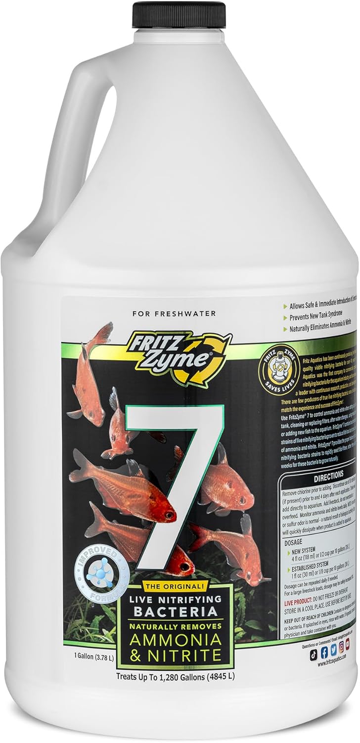 Fritz Aquatics FritzZyme 7 Live Nitrifying Bacteria Naturally Removes Amonia & Nitrite for Freshwater Fish (1-Gallon)