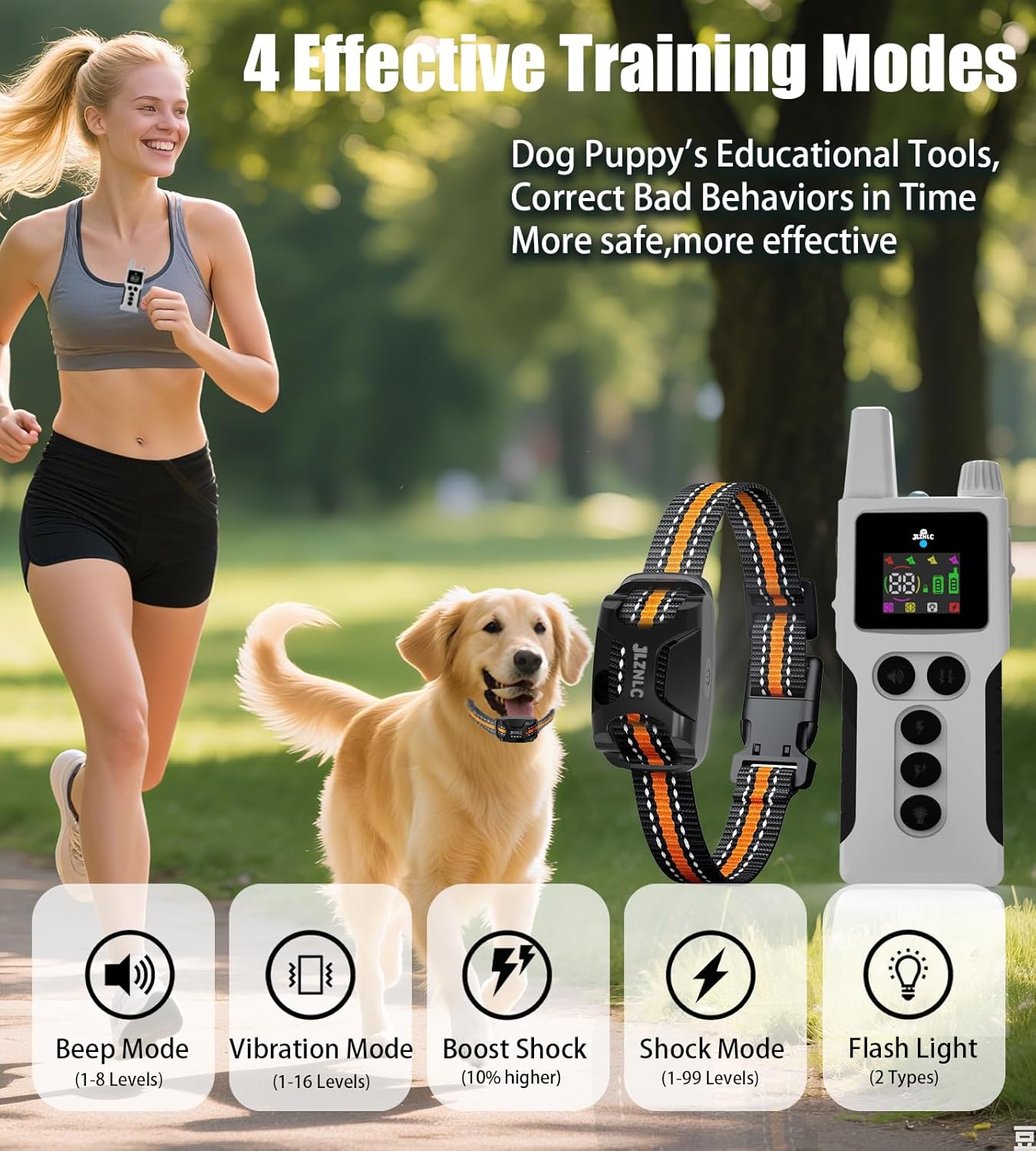 Dog Shock Collar - 4200FT Dog Training Collar with Remote Innovative IPX7 Waterproof with 4 Training Modes,Vibration and Shock,Rechargeable E-Collar for All Breeds