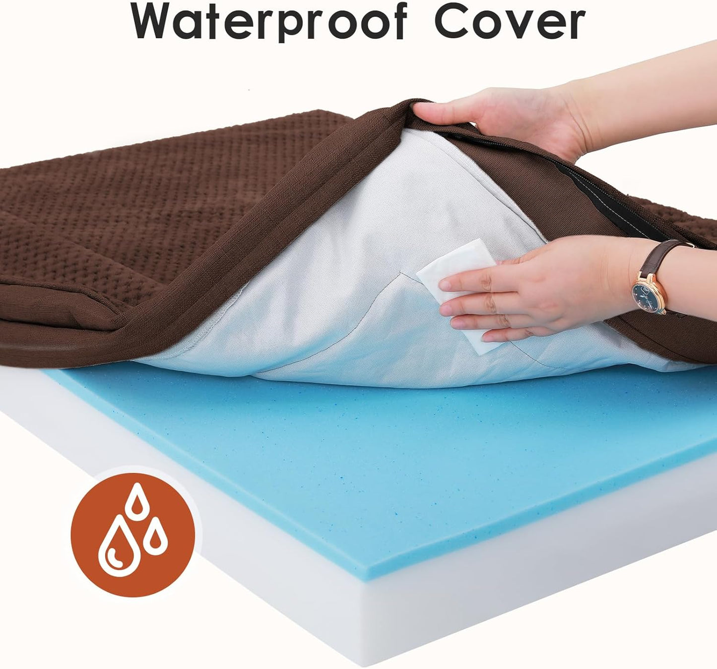 Orthopedic Dog Bed, 3 Inch Memory Foam Dog Beds for Medium Dogs, Washable Removable Cover, Nonskid Bottom, Waterproof Pet Couch for Indoor, Outdoor or Car Use, 35x23 Inches M Brown Grey