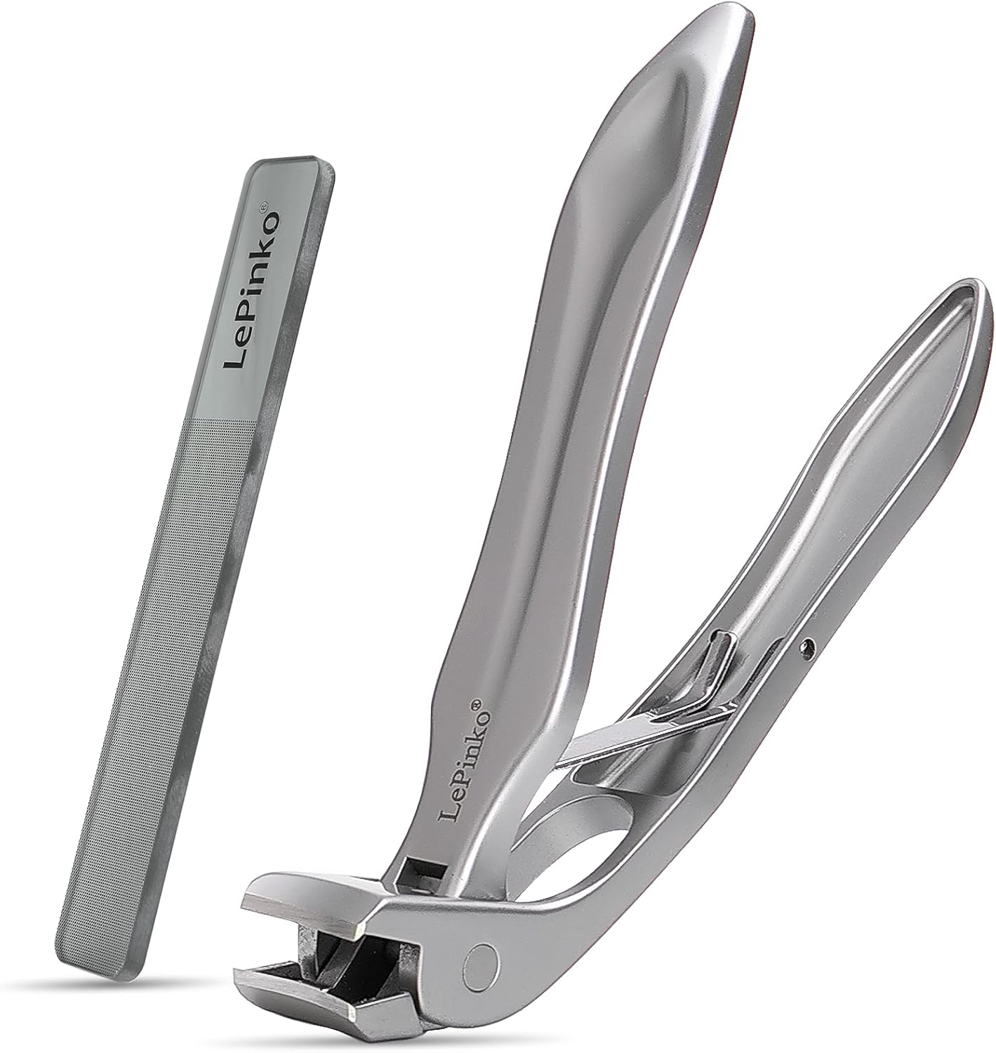 Angled Head Large Toenails Clippers for Seniors, Nail Clipper for Thick Toenails and Fingernails, Nail Cutter with Catcher, Nano Glass Nail Buffer, Gifts for Stocking Stuffers Men Women