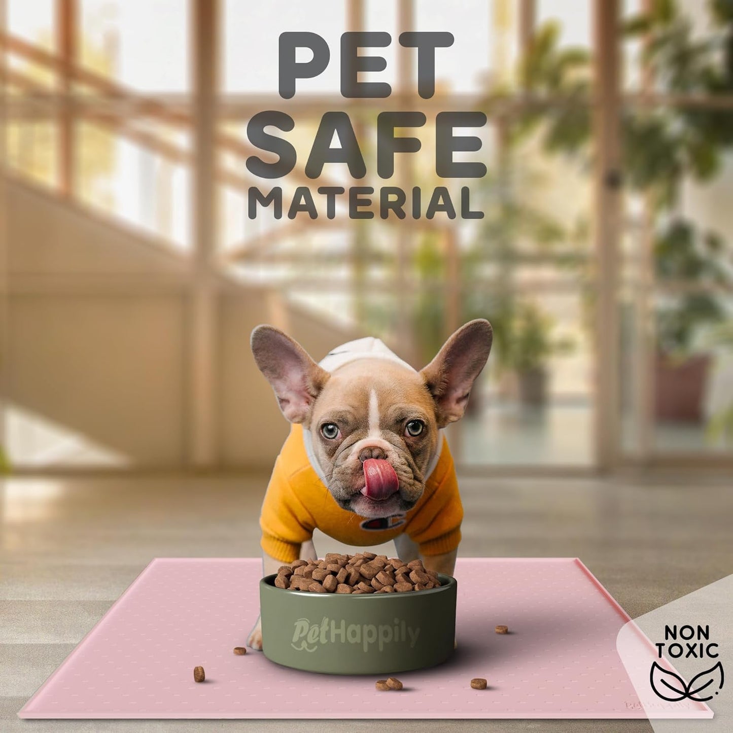 Dog Food Mat - Raised Edges Dogs Mat for Food and Water Prevent Spill, Waterproof Cat Food Mats Protect Floors, Easy Clean Dog Bowl Mats for Food and Water, Silicone Pet Food Tray