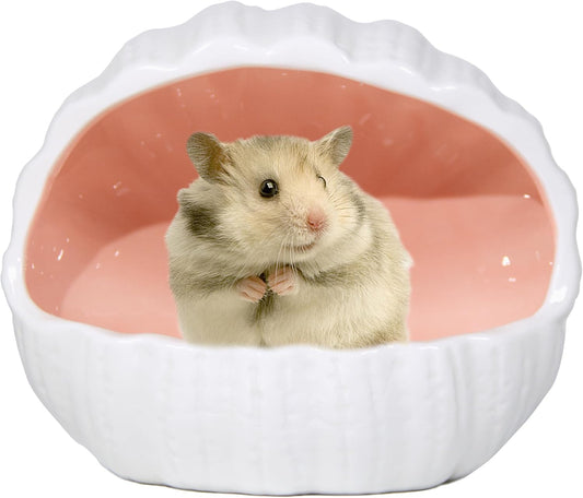 Ceramic Hamster Hideout Guinea Pigs House Guinea Pig Accessories Sand Bathes for Small Pets Hamster Accessories for Cages for Guinea Pigs Chinchillas Gerbils Hedgehogs (Pink)