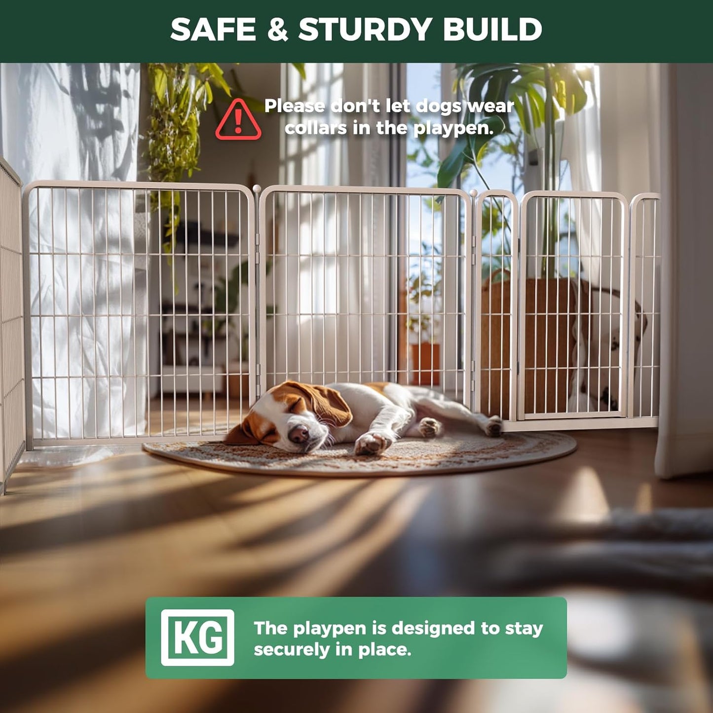 FXW Homeplus Unleashed Indoor Dog Playpen - Stress-Free and Safe Play, Heavy Duty 32 Inch 16 Wire Panels Dog Pen for Small and Medium Dogs, White│Patented