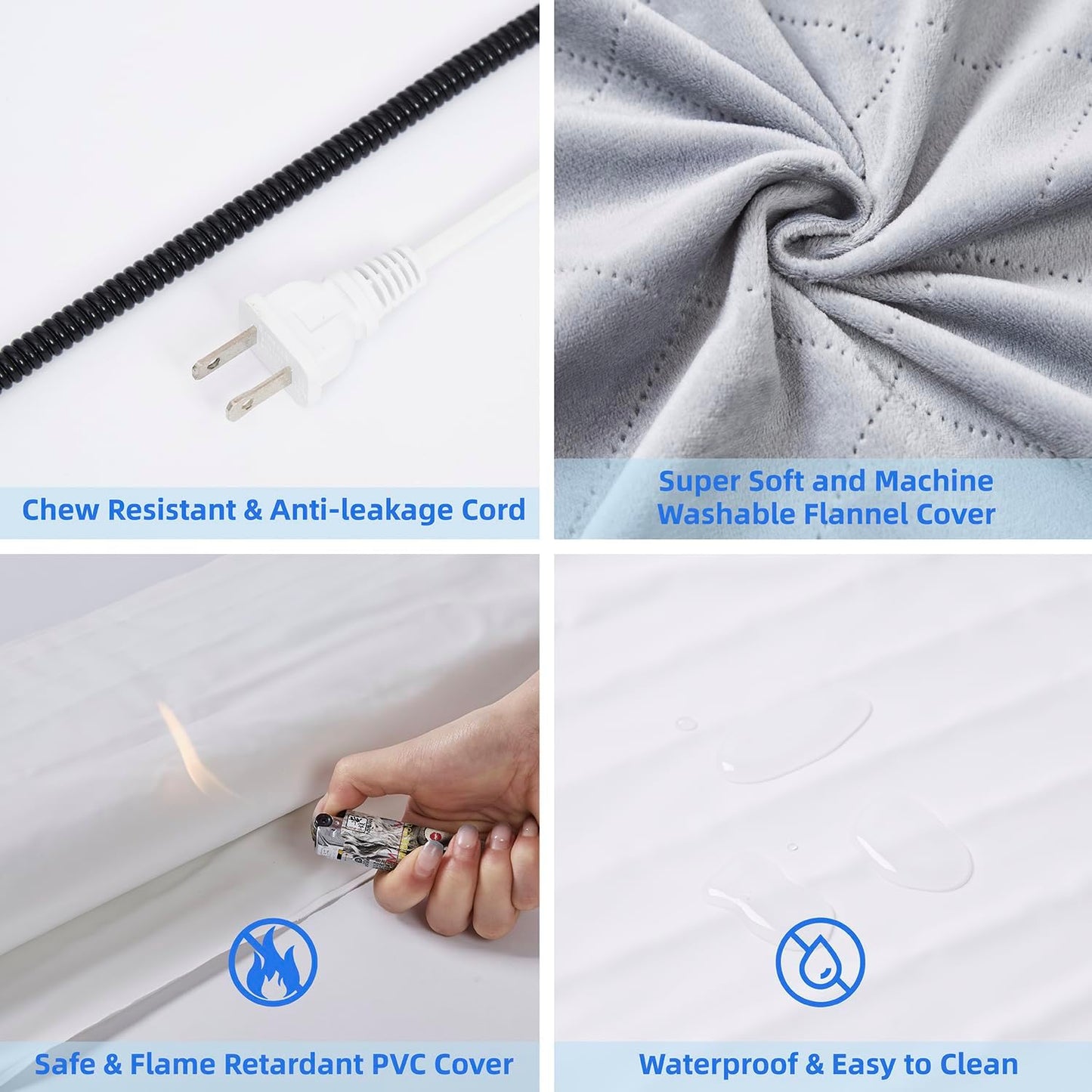 pettycare Pet Heating Pad for Dog Cat, Electric Heating with Steel-Wrapped Cord, 25-Level Timer & 11-Level Temperature Indoor Warming Pads Easy Clean for Puppy Cat Dog L 22x18inch