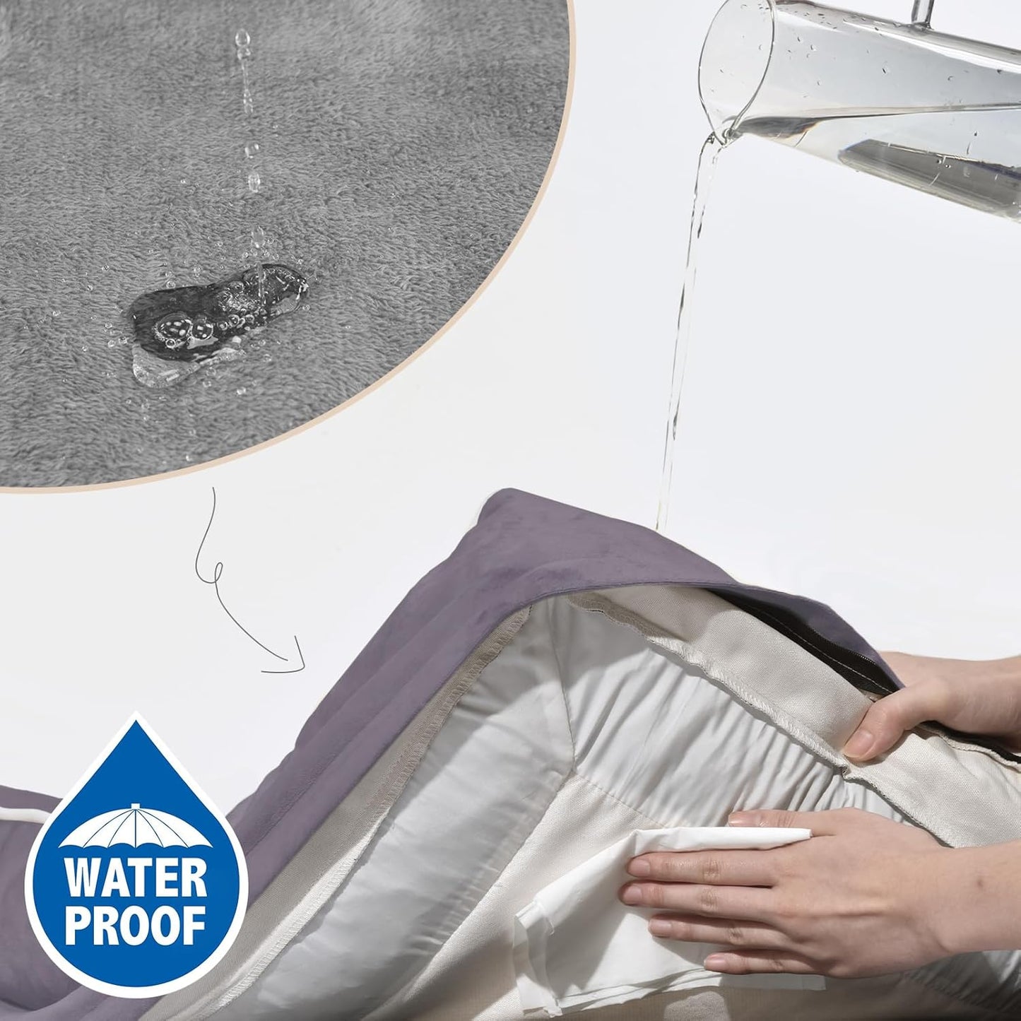 Comfort Expression Medium Dog Beds Waterproof Orthopedic Foam Dog Sofa Beds for Medium Large Dogs Comfy Pet Bed with Washable Removable Cover & Non-Slip Bottom(Medium,Purple)