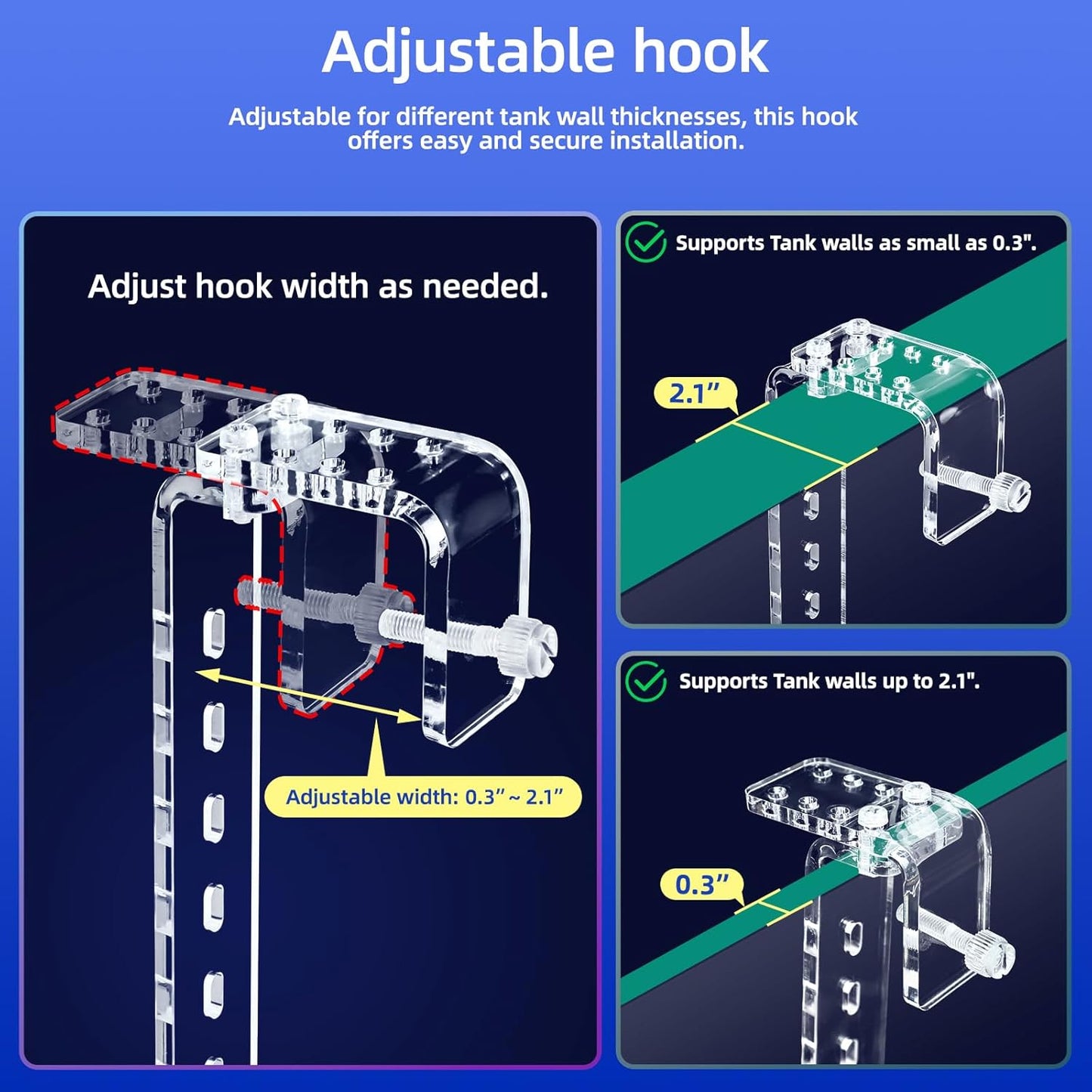 Adjustable Hanging Turtle Dock with Anti-Slip Artificial Grass Basking Platform Sturdy Acrylic Ramp for Aquatic Turtles, Compatible with Various Tank Sizes, Easy Setup Transparent, 15 Inch