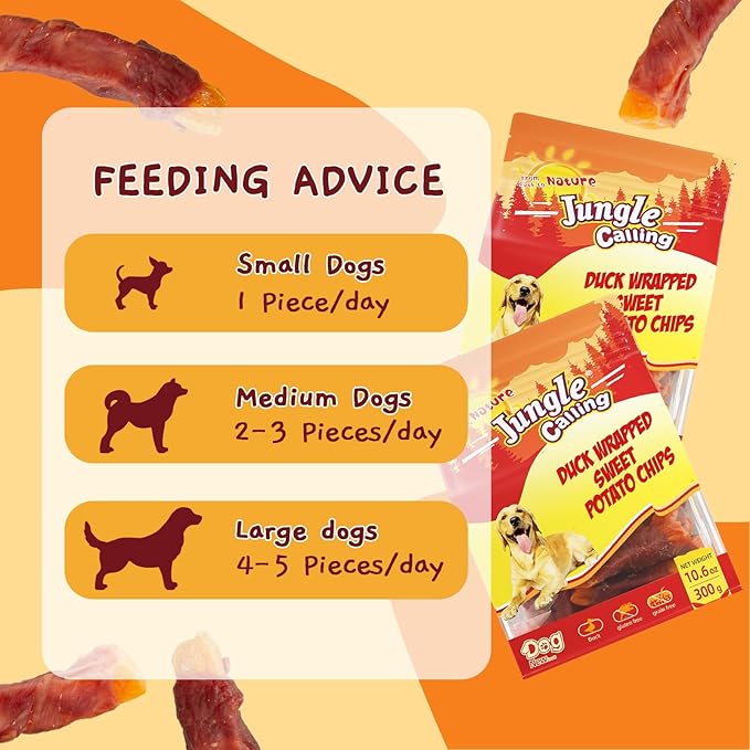 Jungle Calling Sweet Potato & Duck Dog Treats, Vegetarian, Nutritious and Delicious Snacks for Your Furry Friend, 10.6 oz