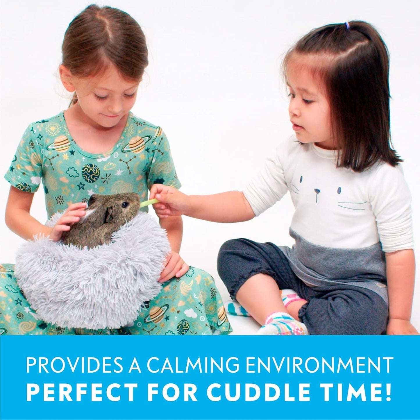 Paw Inspired Furr-O Burrowing Pet Bed with Zip-On Spandex and Fleece Bottoms for Guinea Pigs and Other Small Animals, Cozy Carrier, Hideout Enrichment Toy, Cage Accessories (Light Gray)