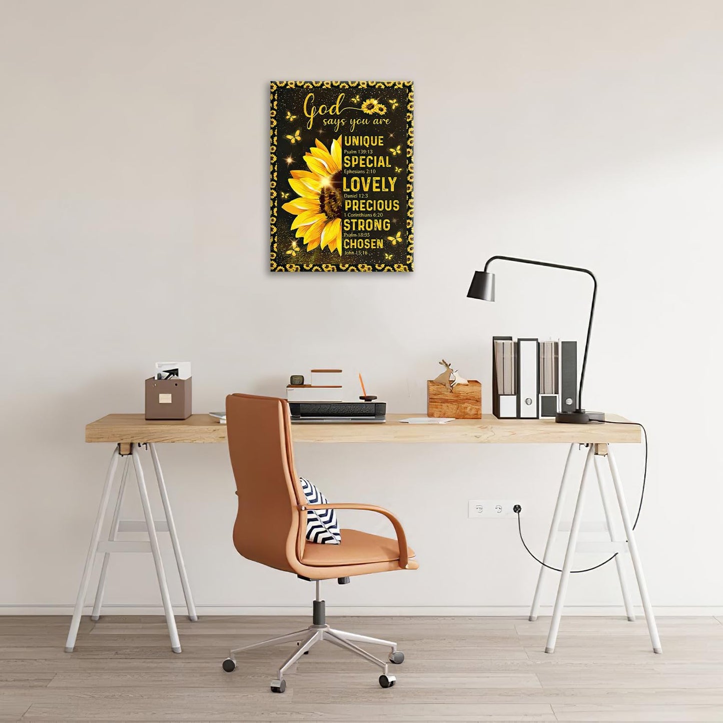 Christian Sunflower Bathroom Pictures Wall Art, Bible Verse Bathroom Wall Decor for Bedroom Office Wall Decorations for Bathroom Living Room Painting Artwork Modern Poster Prints 20"L x 16"W