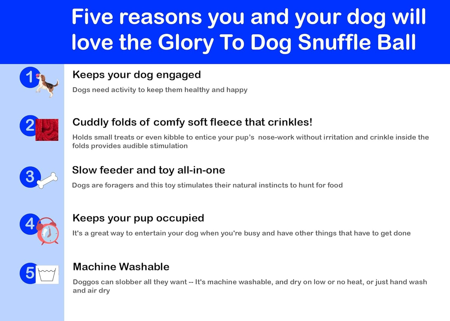 Glory To Dog Puppy and Small Breed Snuffle Interactive Foraging Dog Puzzle Ball Toy Red with Crinkle