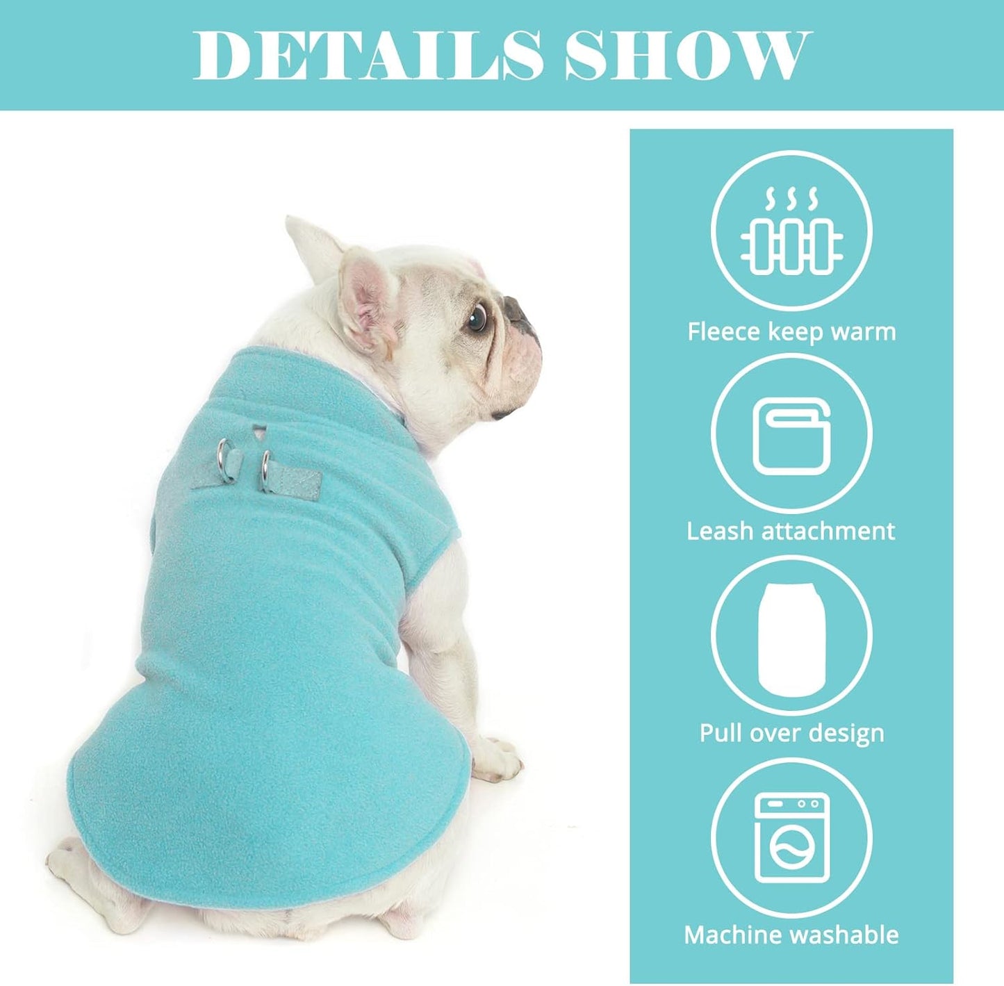 BEAUTYZOO Dog Fleece Vest Sweater Winter Jacket for Small and Medium Dogs with D-Ring Leash Cold Weather Coat Hoodie for XS S M Dogs Boy or Girls