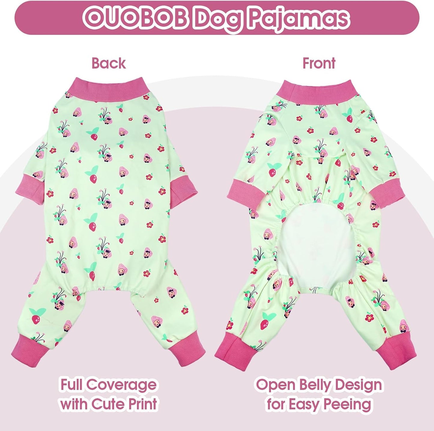 4-Legged Dog Pajamas for Medium & Large Dogs - Soft Cotton Dog Pjs Onesie with 4-Way Stretch, Cozy Breathable Pet Sleepwear for Cold Weather & Indoor Lounging - Green 4XL