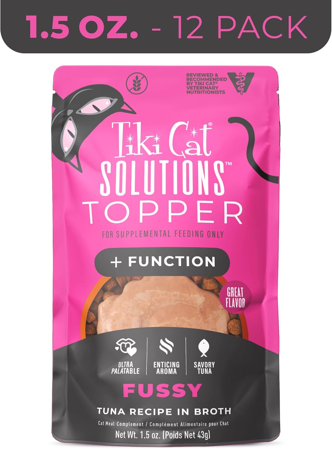 Tiki Cat Solutions Topper Multipack, Fussy, Tuna Recipe in Broth, 1.5 oz. Pouch (12 Count)