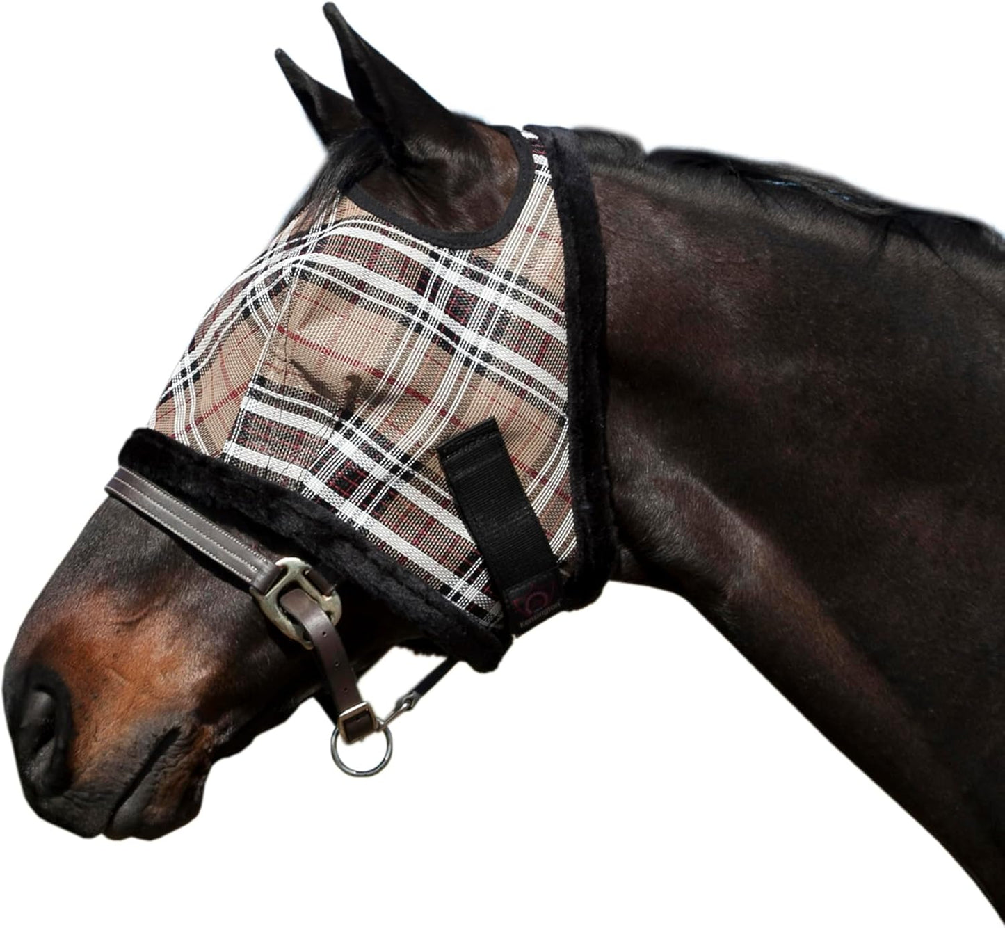 Kensington KPP Fly Mask with Fleece Trim, Deluxe Black Plaid, Medium