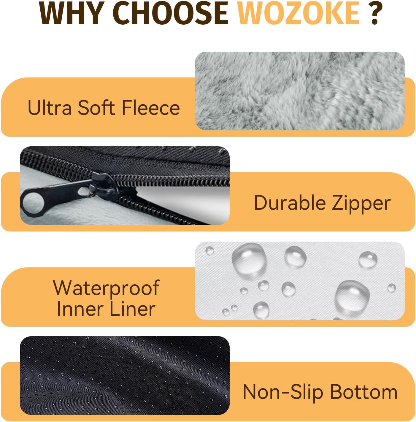 Orthopedic Waterproof Large Dog Bed: Memory Foam Washable Dog Bed with Bolsters - XXL Orthopedic Removable Cover for Medium Large Sized Pet - Non-Slip Bottom - Silver