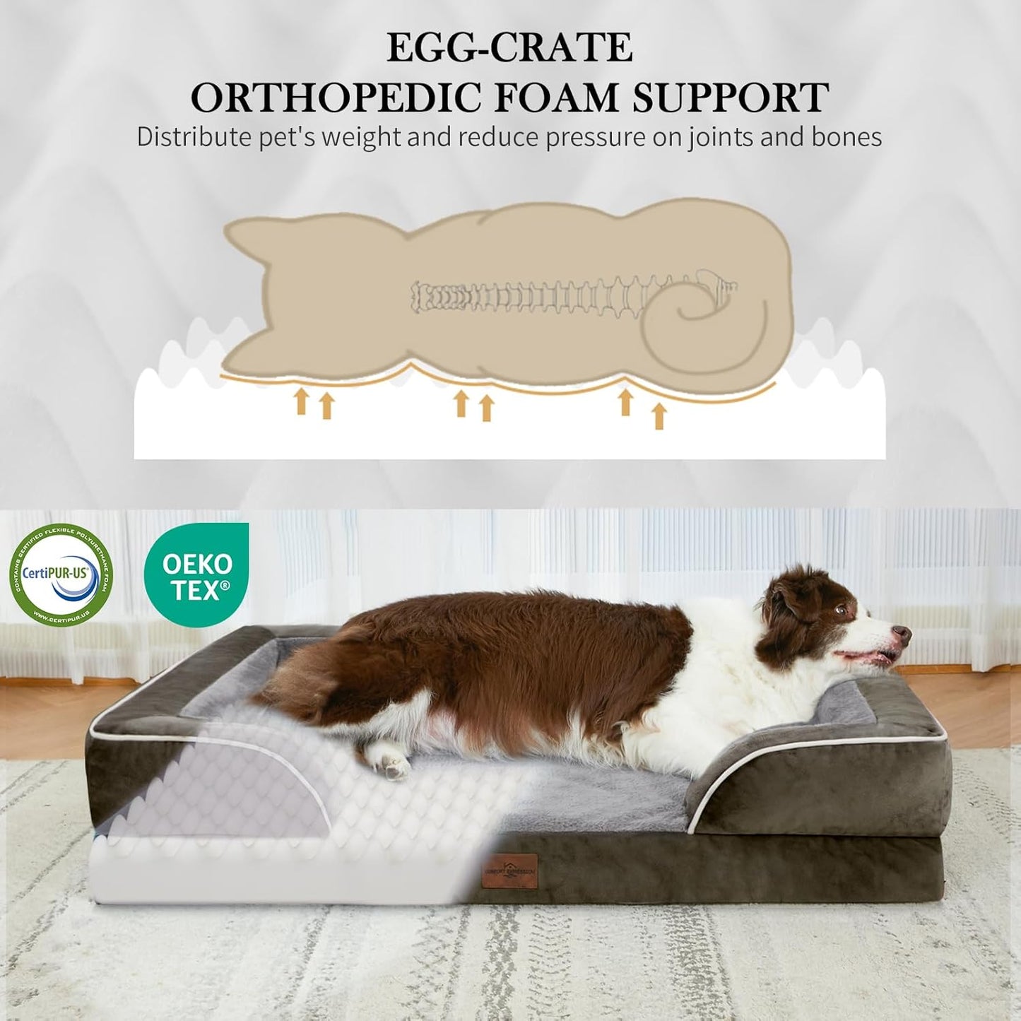 Comfort Expression Small Dog Beds Waterproof Orthopedic Foam Dog Sofa Beds for Small Dogs Comfy Pet Bed with Washable Removable Cover & Non-Slip Bottom(X-Small,Dark Green)