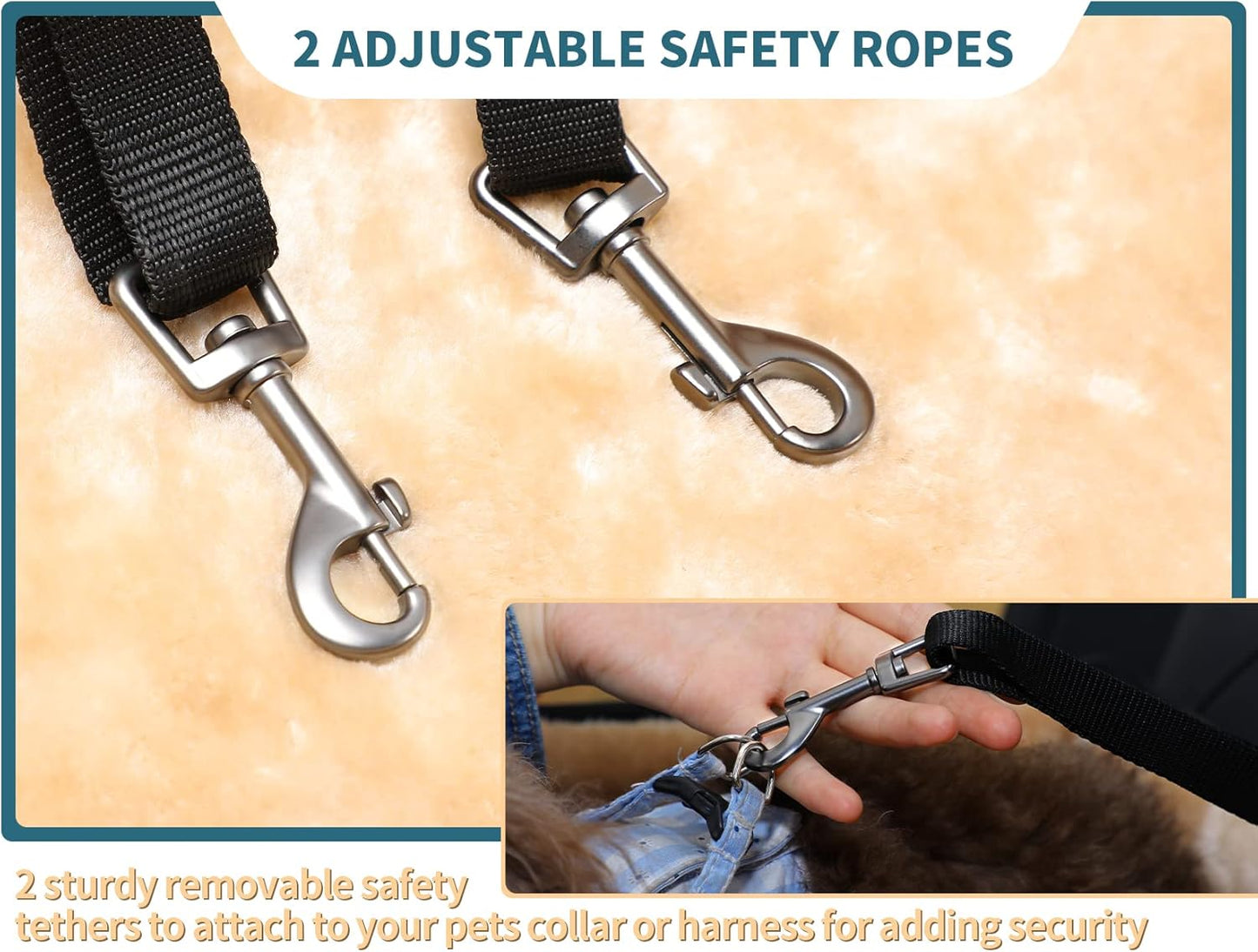 Petsfit Dog Booster Seat for 2 Small Dogs or Medium Dog up to 55 lbs, Large Dog Car Seat with 2 Big Pockets for Cars, Trucks and SUVs (Large, Brown)