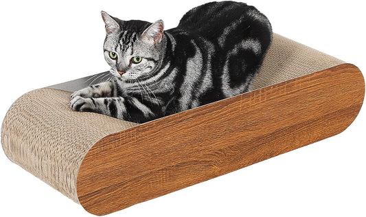 Cat Scratcher, Cardboard Lounge Bed, Bone Shape Design, Recyclable Corrugated Scratching Pad, Stable and Durable, Furniture Protector, Reversible, Brown