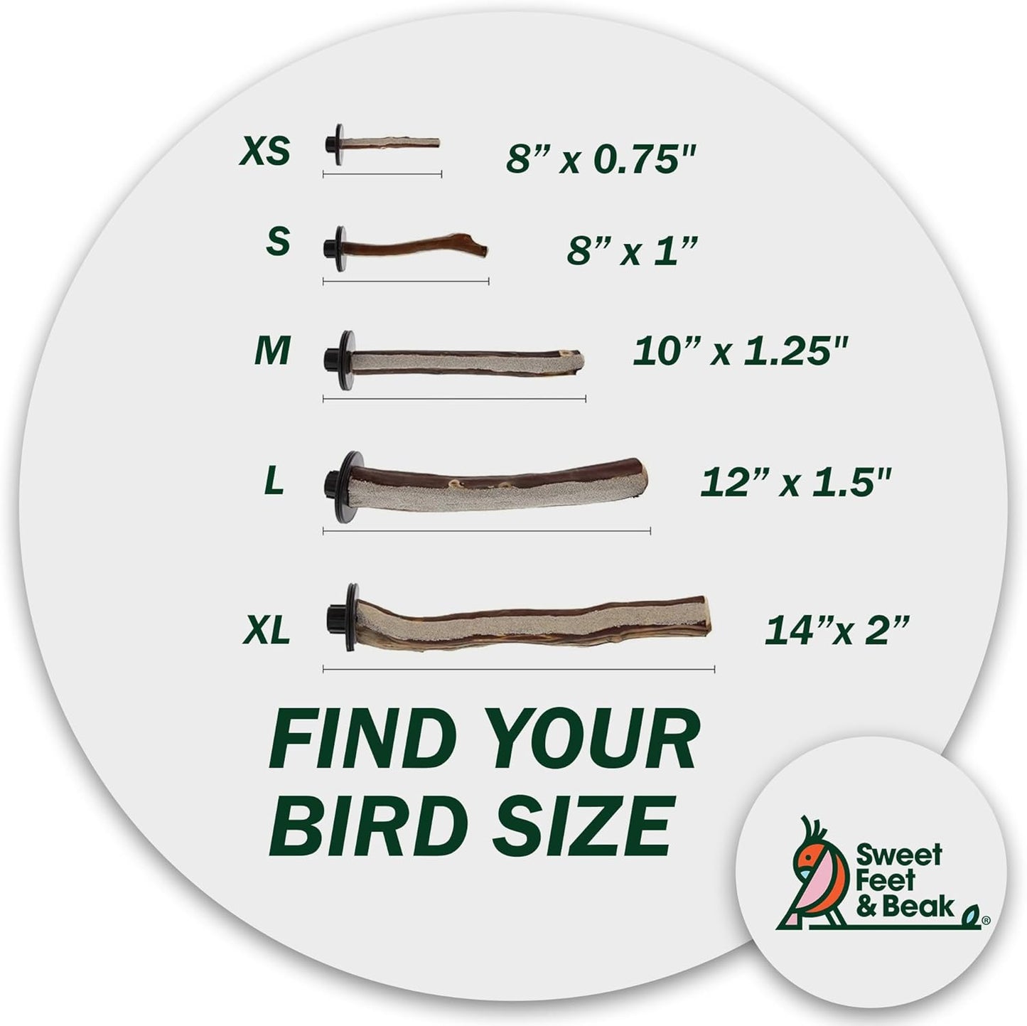 Superoost Manzanita Pumice Pedicure Perch- Easy to Install Bird Cage Accessories for Healthy Feet, Nails and Beak - Natural Bird Perches Imitates Birds' Life in The Wild - XS 8"