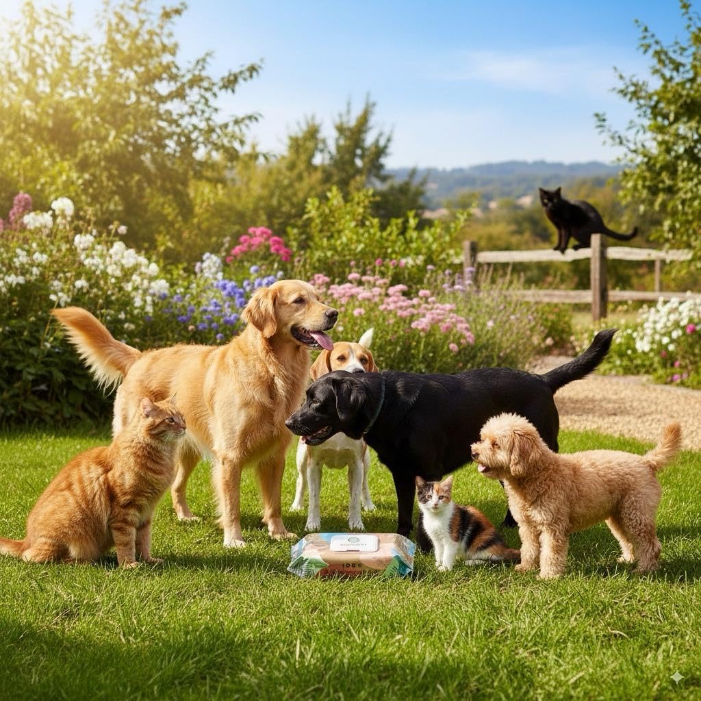 Eco Wave Hypoallergenic Plant-Based Pet Wipes, Dog and Cat Grooming Wipes for Face, Ears, Body, Butt, and Paws, Fragrance Free, Compostable, 100 Count