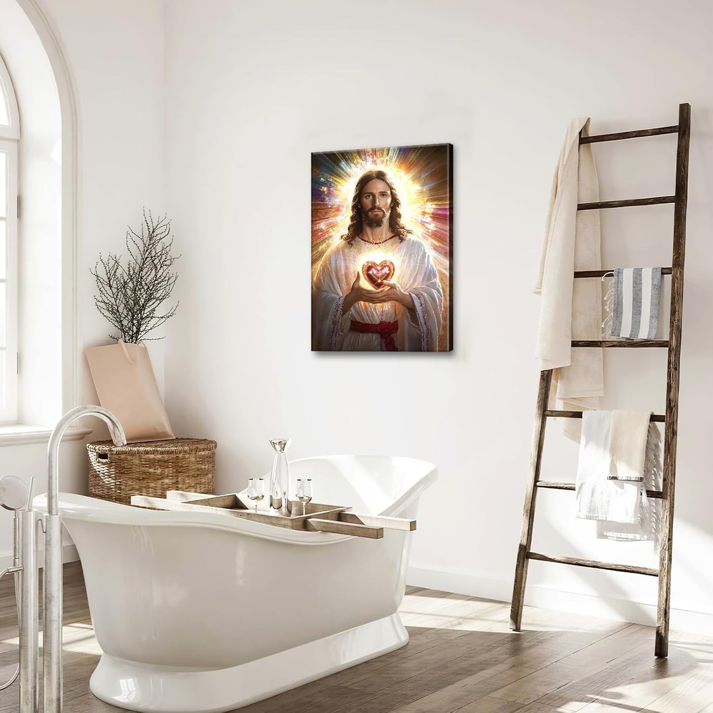 Christian Jesus Wall Art Religion Canvas Wall Decor Prints Framed Painting Jesus Pictures Gifts Artwork for Bathroom Living Dining Church 16"x24"