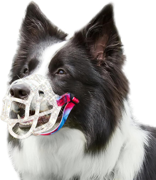 Basket Muzzle Allows Panting Drinking, Anti Biting Chewing, Suitable for Grooming Trimming Training, Transparent, Size 2