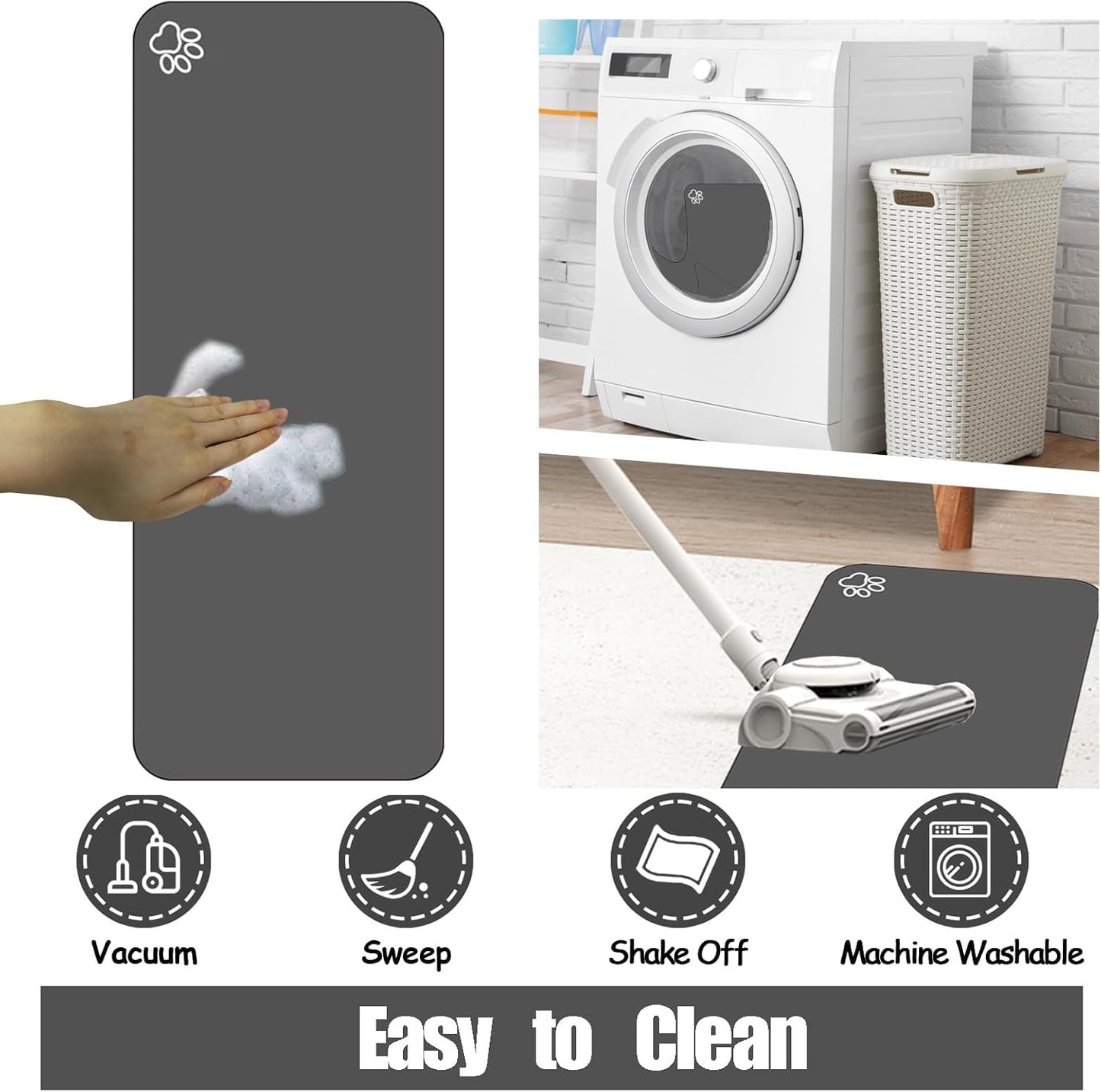 Large Pet Feeding Mat, 15.7" x 39.3" Bohemia Absorbent Quick Dry Dog Mat for Food and Water Bowl, Non Skid Cat Bowl Mat, No Stains for Pet Water Dispenser Pet Supplies for Messy Drinkers