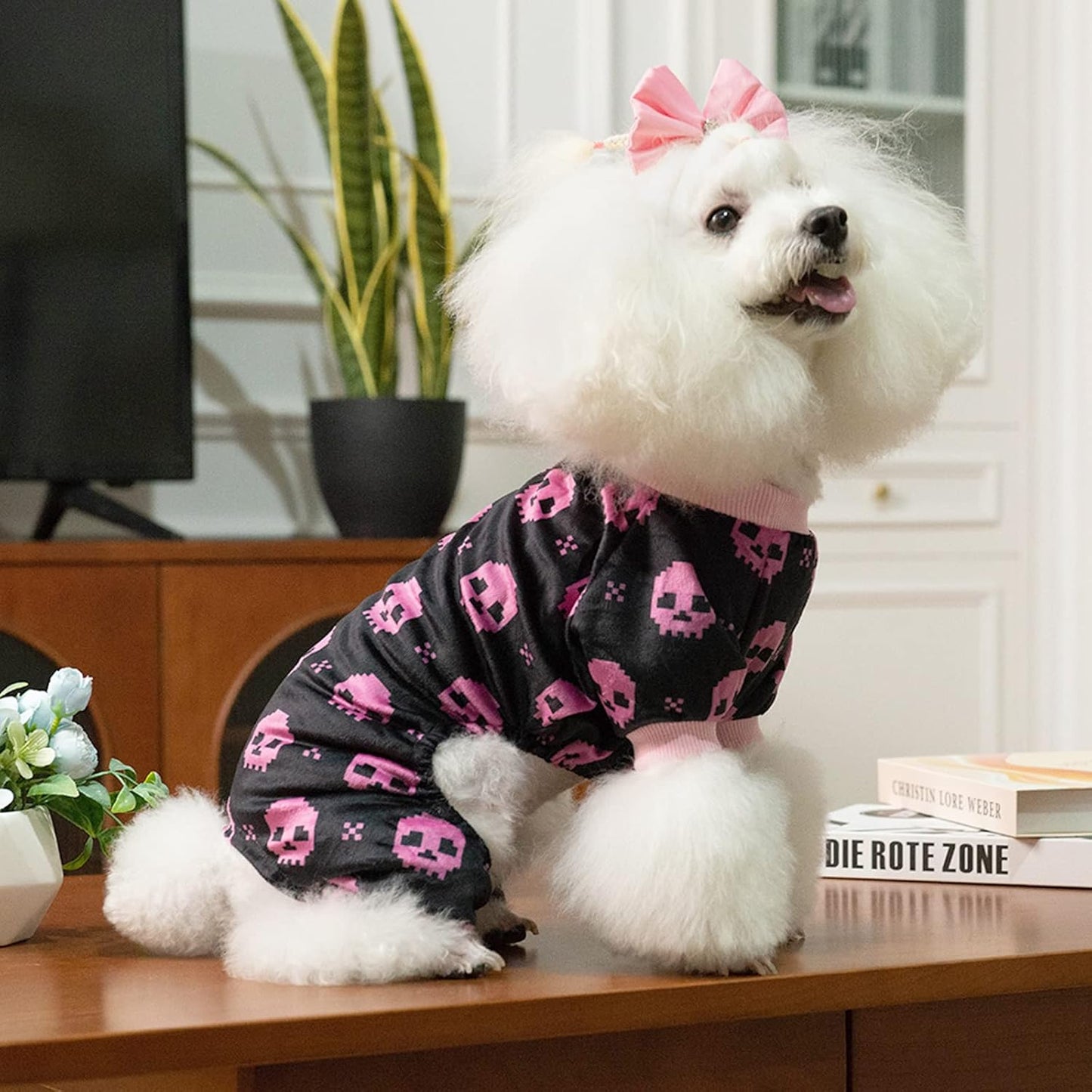 CuteBone Dog Halloween Pajamas Puppy Onesies Small Dogs Soft Pjs Coat Cat Apparel Comfy Pet Clothes Outfit Doggie Bodysuit P248XL