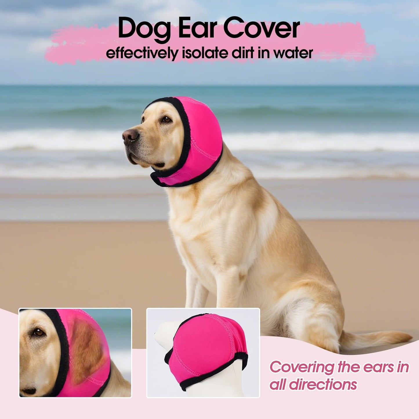Dog Calming Hoodie, Dog Ear Muffs Noise Protection & Anxiety Relief, No Shake Ear Wraps for Dogs Quiet Ears Cover Headband for Fireworks Grooming Swimming Bathing Force Drying