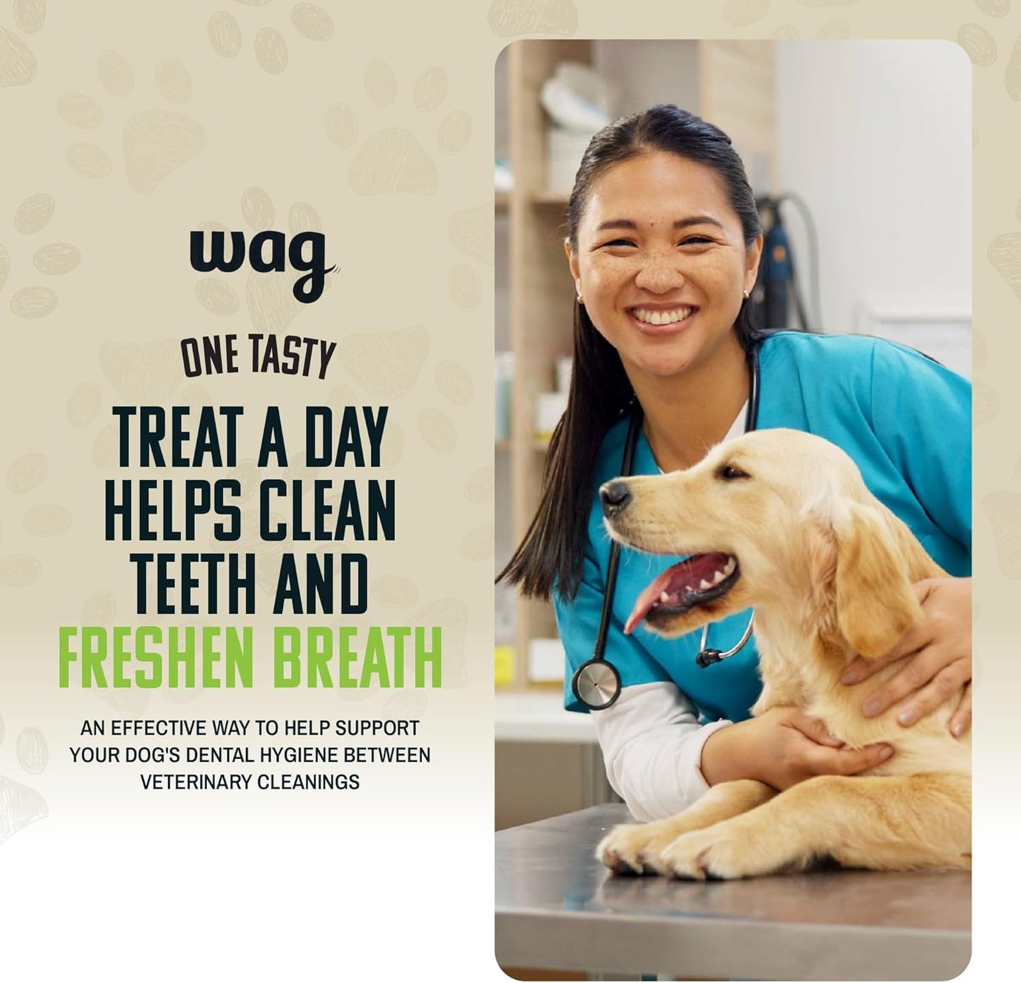 Amazon Brand - Wag Dental Dog Treats to Help Clean Teeth & Freshen Breath - Small, Unflavored, 2.25 pounds, 60 Count (Pack of 1)