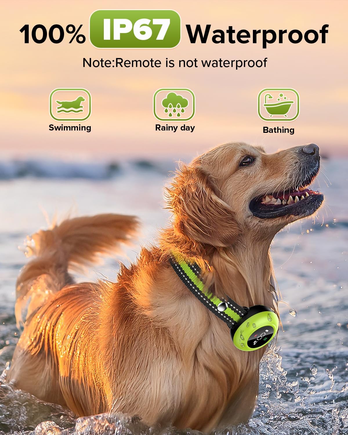 XDX 2-in-1 Dog Shock Collar & Bark Collar – 3300FT Dog Training Collar with Remote, Automatic Anti-Barking, 5 Adjustable Sensitivity Levels, IP67 Waterproof E-Collar for Small Medium Large Dogs