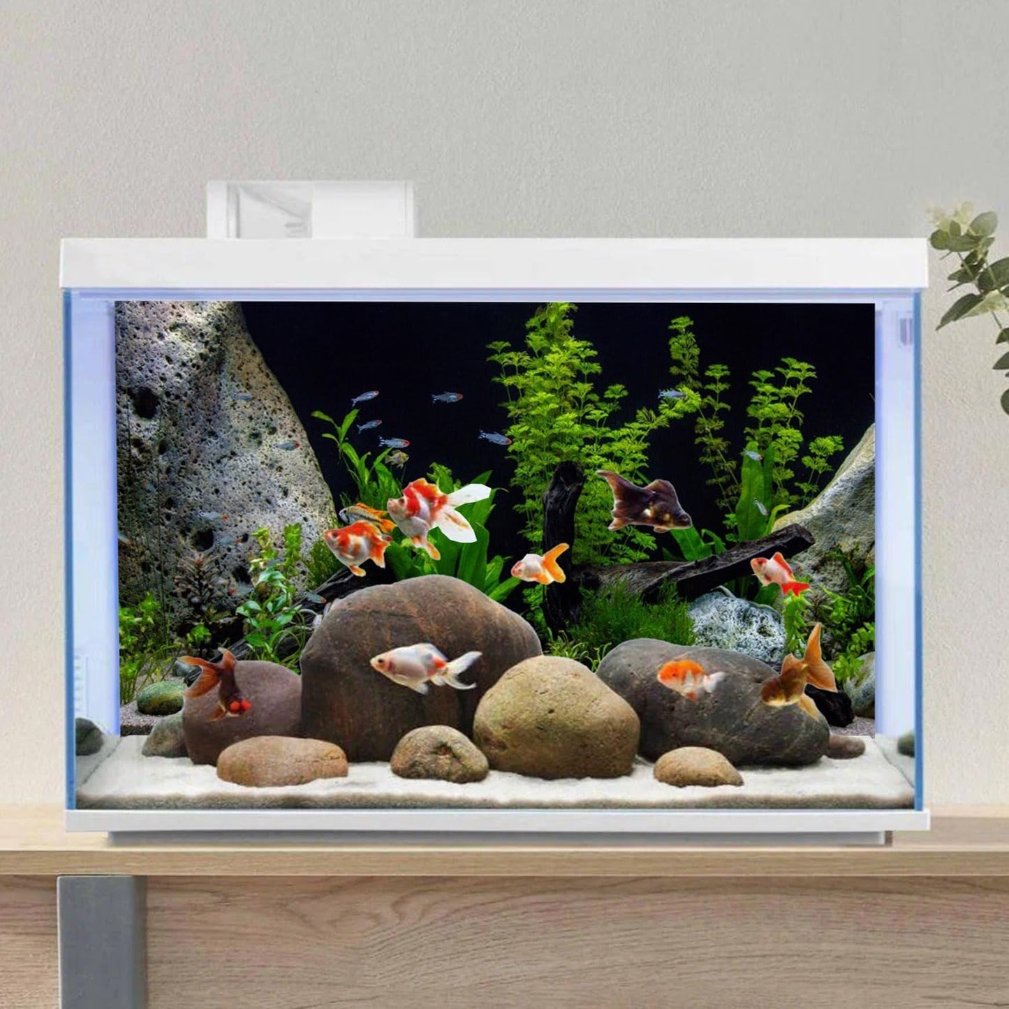 AWERT Vinyl Underwater Aquatic Plant Fish Tank Background Stone River Bed & Lake Aquarium Background 36x18 inches
