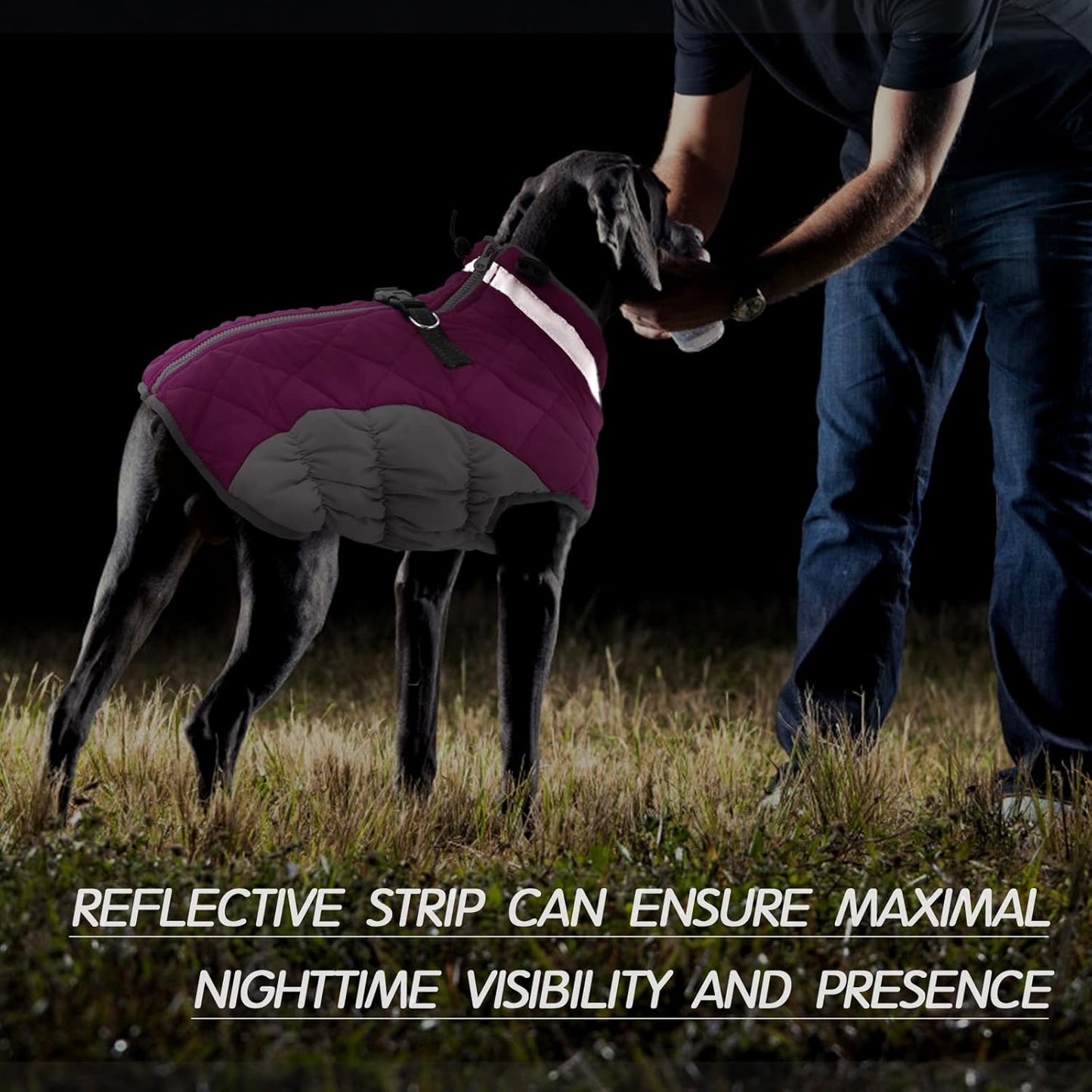 FUAMEY Dog Coat, X-Large, Pink, Faux Fur, Turtle Neck, Zipper, Water Resistant, Reflective, Windproof, Fitted for Large Breeds