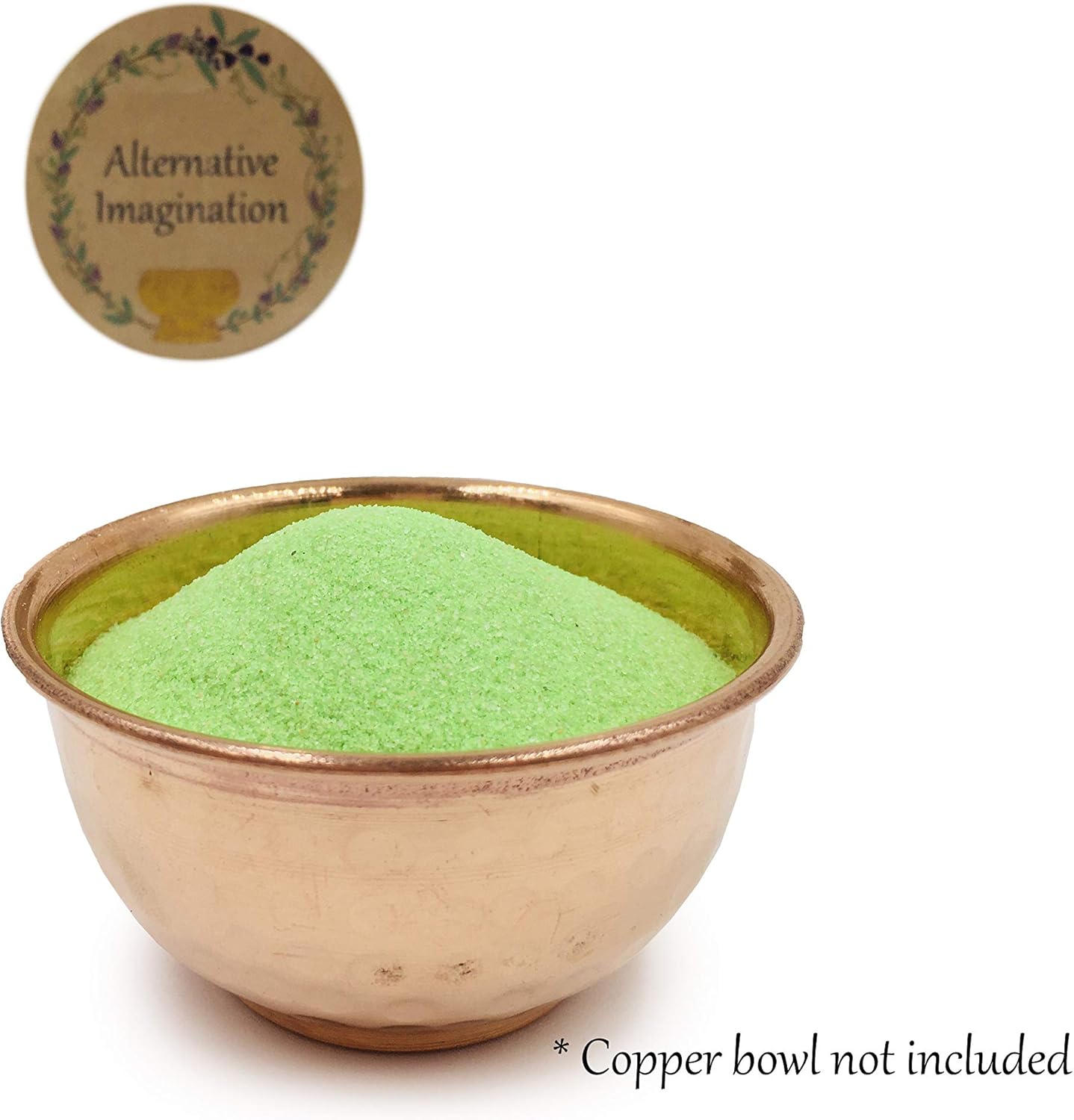 Alternative Imagination Lime Green Sand - Fine Sand for Zen Garden, Resin Incense Burner, Smudge Bowl, Ritual Incense, Cast Iron Cauldron, Unity Ceremony, Sensory Bin Table, Crafts (1 Pound)