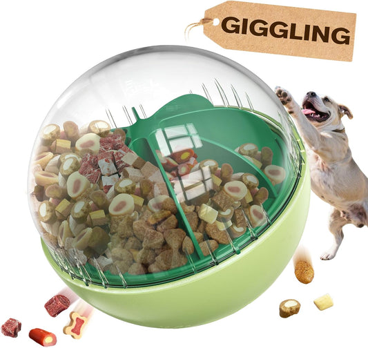 KADTC Extra-Large Dog Giggling Treat Dispenser Ball - Adjustable Food Dispensing Speed - Puppy Mind Game Puzzle Slow Feeder for Medium/Large/Extra Large Dogs Aggressive Chewers Breed