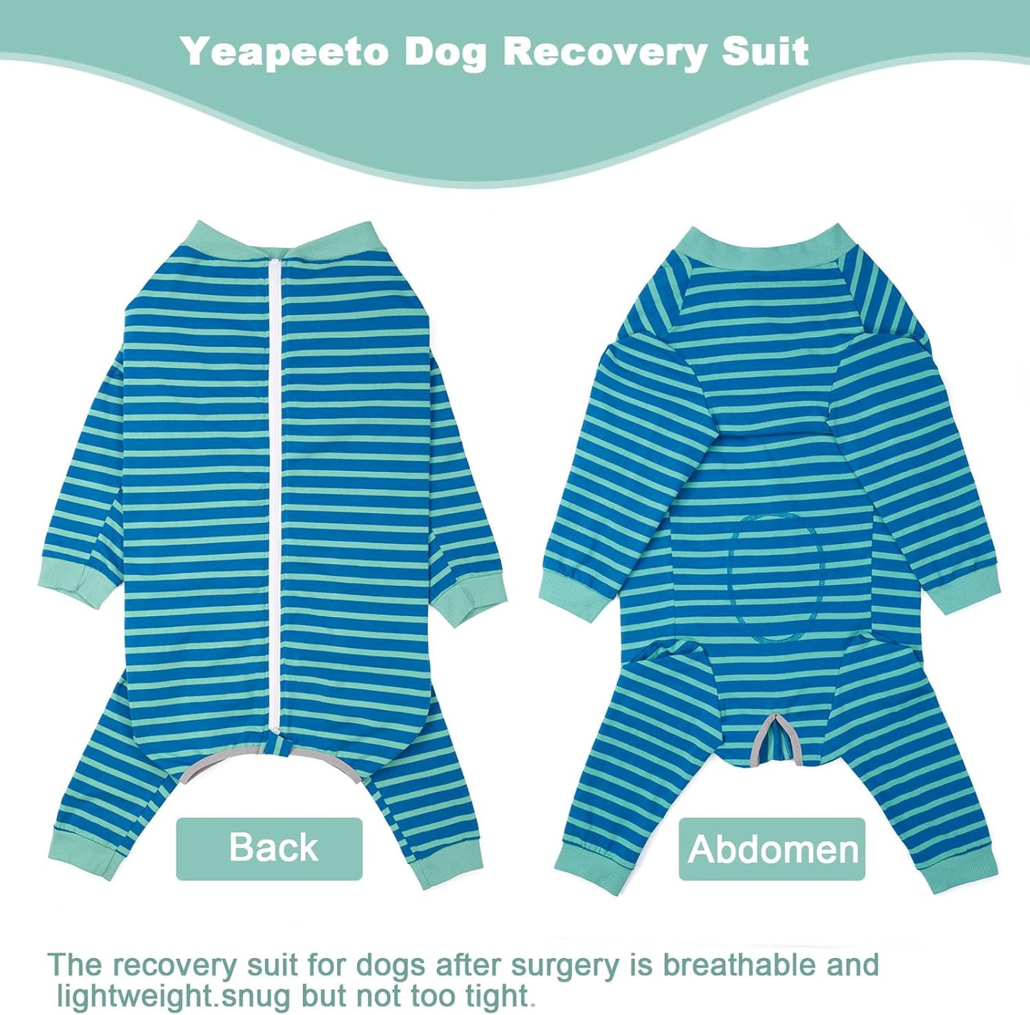 Yeapeeto Dog Onesie Surgery Recovery Suit for Large Medium Bodysuit Dogs Pajamas PJS Full Body for Shedding, Prevent Licking, Wound Protection, Cone Alternative… (Blue Green, 4X-Large (Pack of 1))