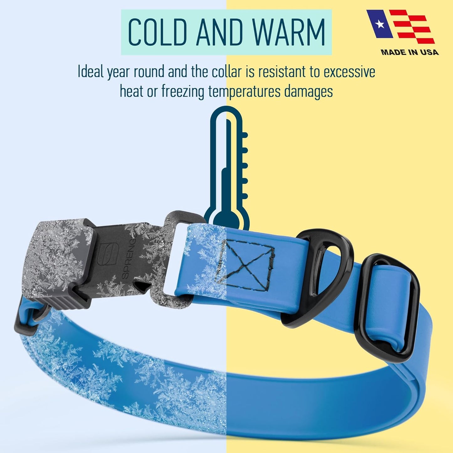 Dogline Biothane Waterproof Dog Collar with Herm Sprenger Stainless Steel Quick Release Buckle – Heavy Duty Tactical Durable Collar for Dogs – Comfortable and Safe Pet Collar, W 3/4" L 12-19", Blue