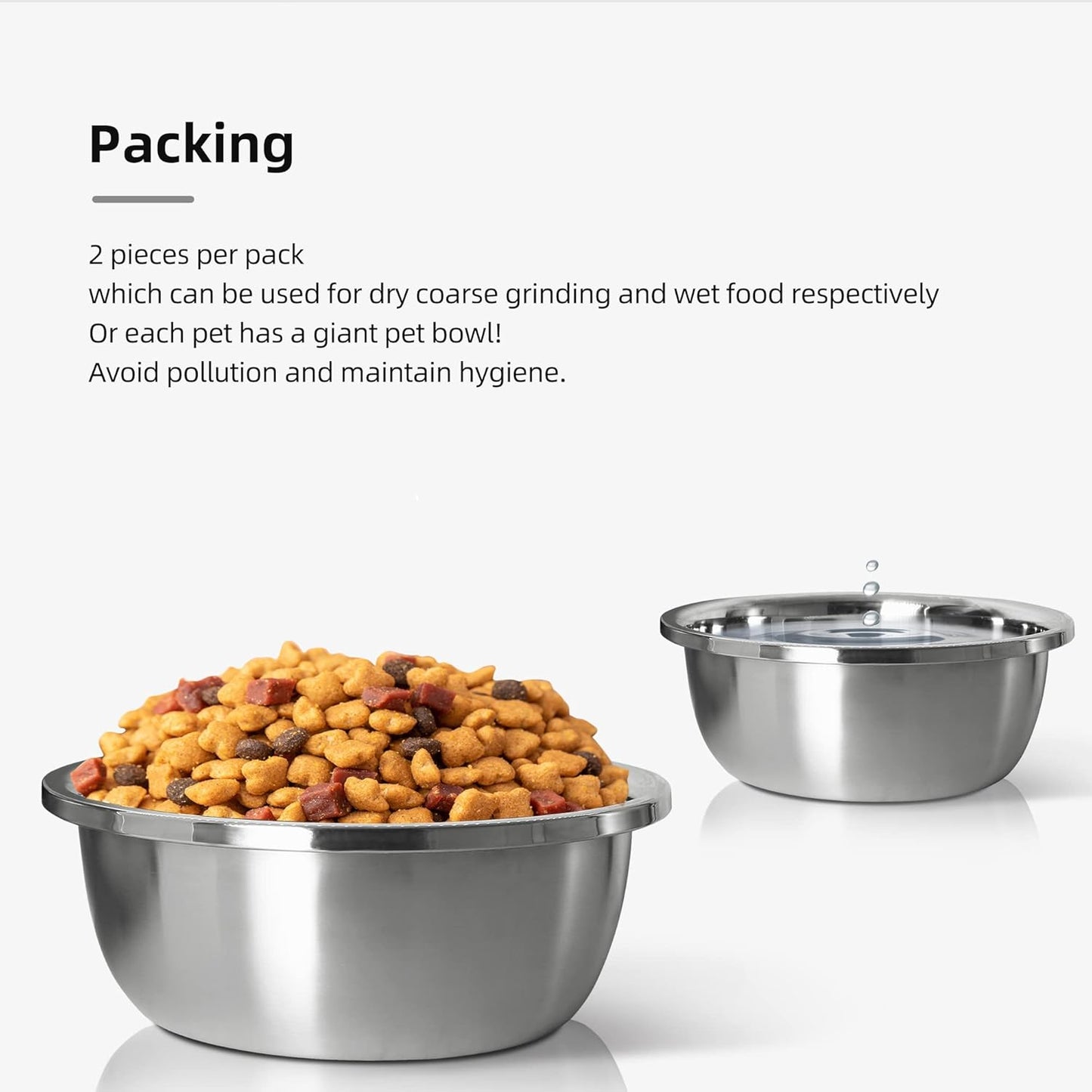 Stainless Steel Large Dog Food Bowl, 96 oz (12cup) Large Capacity Dog Water Bowl, Heavy Duty, BPA Free for Large and Medium Dogs (2 pcs)