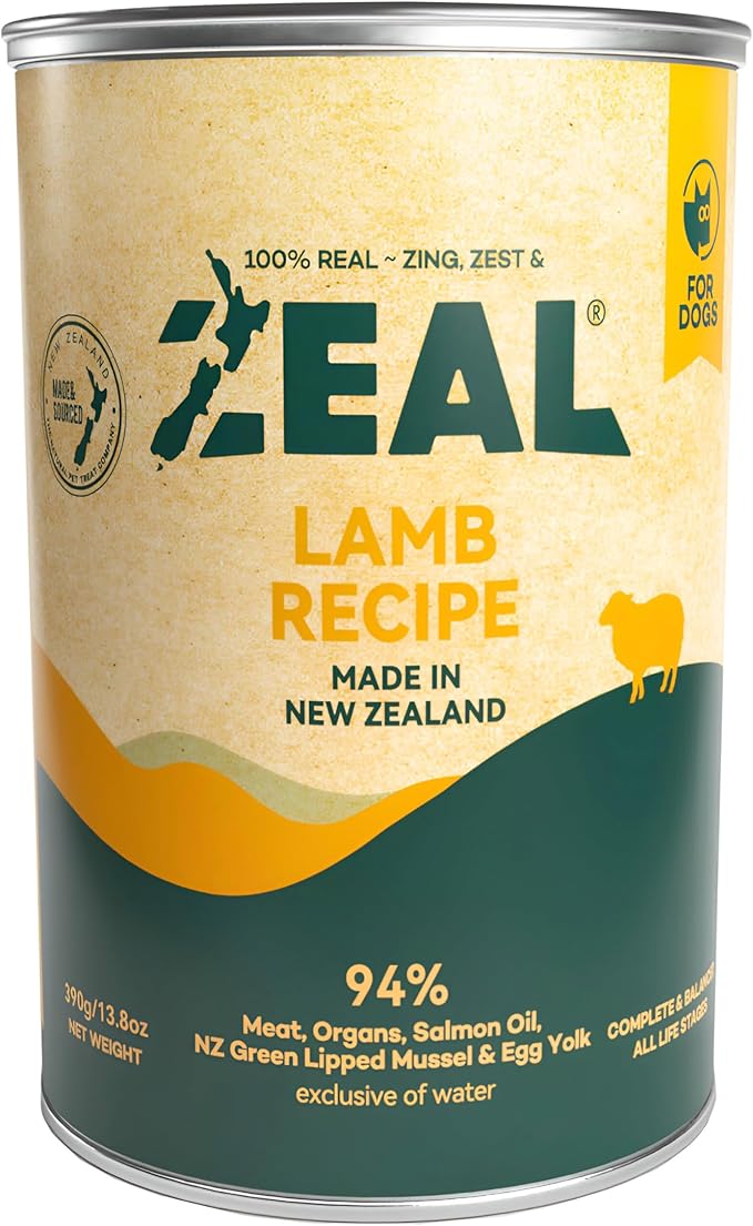 ZEAL New Zealand Wet Dog Food – High Protein, Pure Nutrition, Grain-Free with Superfoods (Lamb, 13.76oz Can 12-Pack)