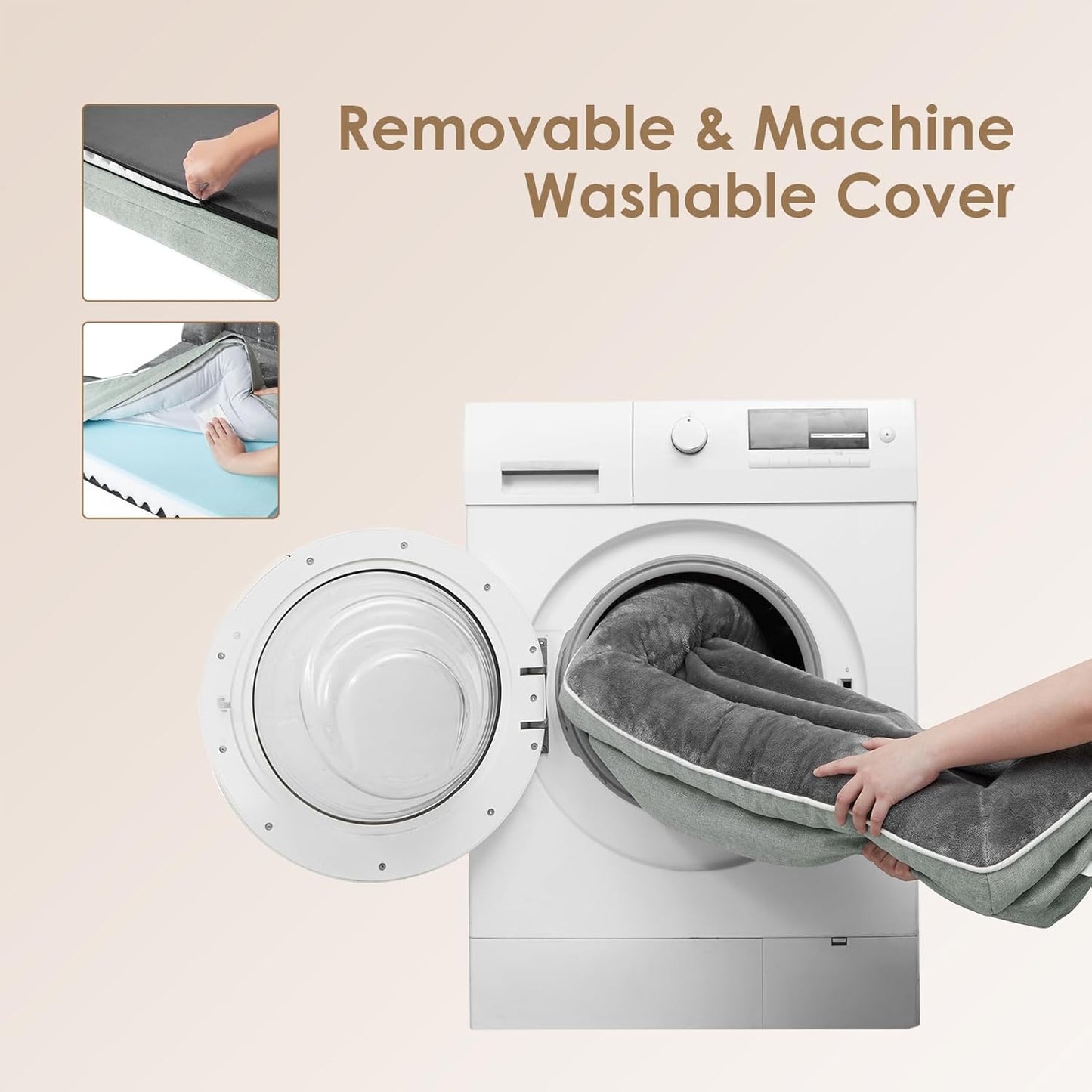 EHEYCIGA Orthopedic Dog Bed for Small Dogs, Waterproof Memory Foam Small Dog Beds with Sides, Non-Slip Bottom and Egg-Crate Foam Medium Pet Couch Bed with Washable Removable Cover, Greyish Green