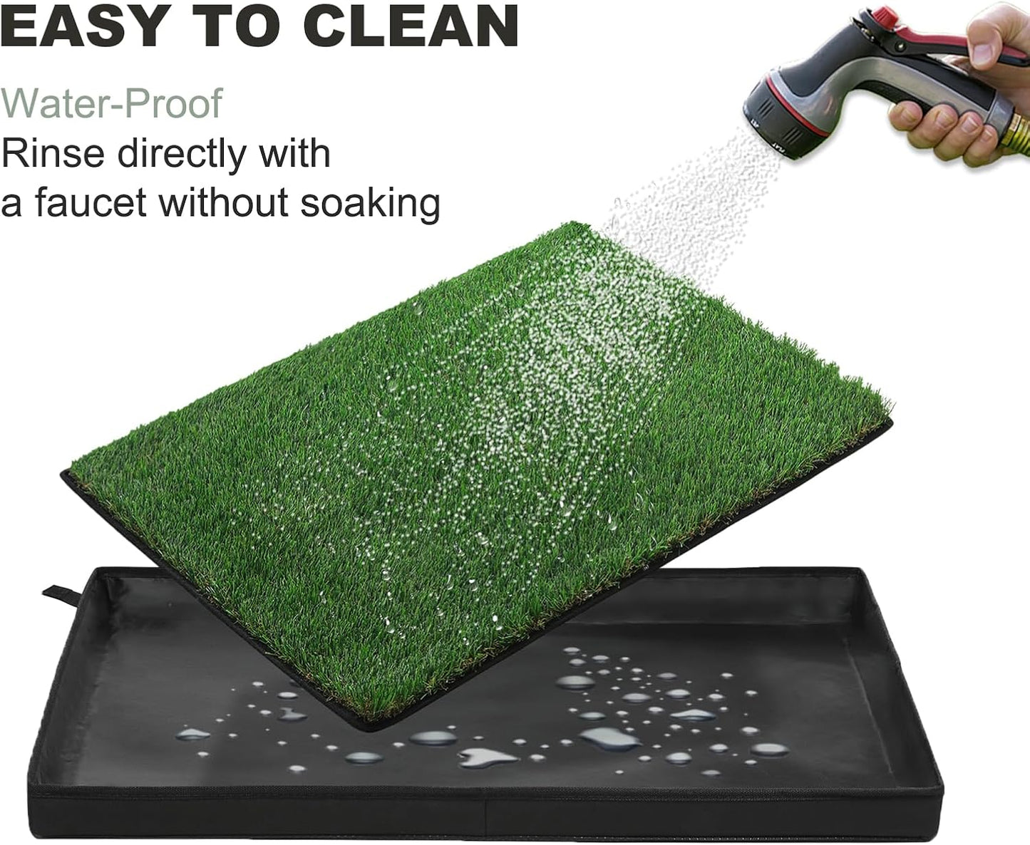 Dog Grass Pad with Foldable Dog Litter Box, Extra Large Liner Base (44”×34”) for Balcony, 2 Artficial Grass Pee Pads for Dogs, Pee Pad Holder, Potty Training