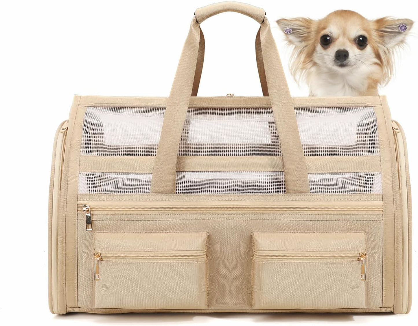 Cat Carrier Bag,Soft Sided Ventilated Pet Carrier for Small Dog Airline Approved Travel Puppy Carrier with Breathable Mesh, Foldable Portable for Outdoor Car
