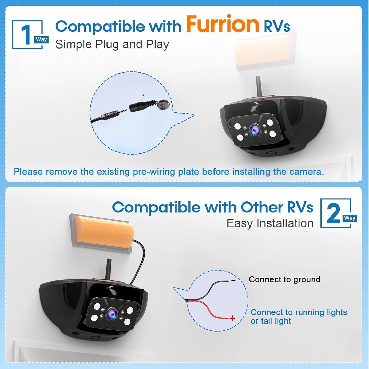 7-Inch Wireless Backup Camera for RV Trailer - HD 1080P Monitor, Night Vision, IP69 Waterproof, Easy Installation Compatible with Furrion, Split Screen 4 Channels Y31