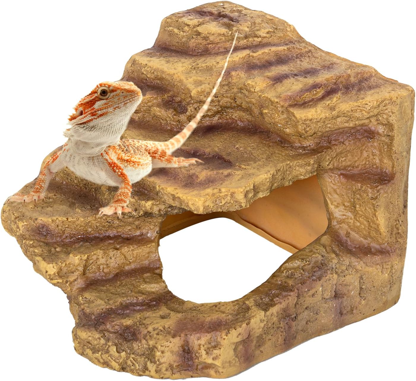 Resin Reptile Hideout Cave Reptile Habitat Tank Decor Terrarium Accessories for Bearded Dragon Leopard Gecko Lizards Turtle