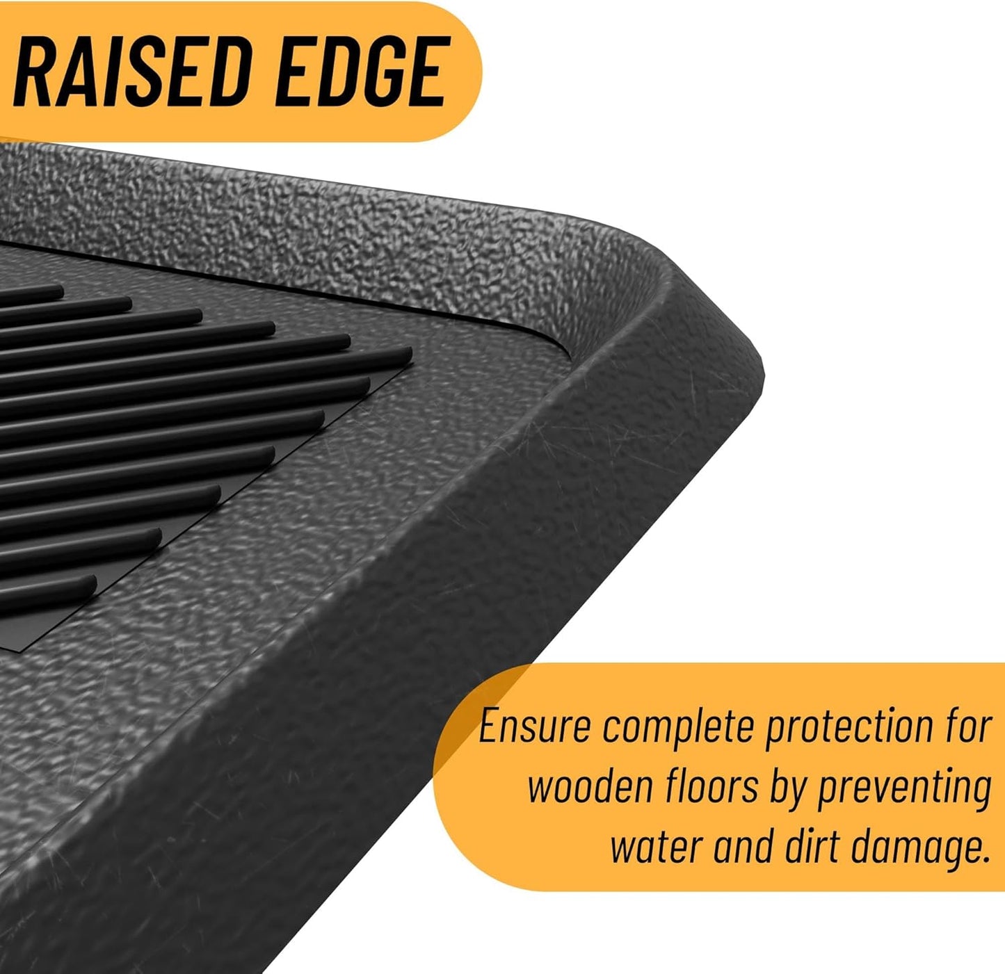 Indoor/Outdoor Hose-Wash Lines Design Non-Slip Rubber 16" x 32" Modern Entryway Mat for Entryway, Patio, Backyard, Garage, 16" x 32", Black