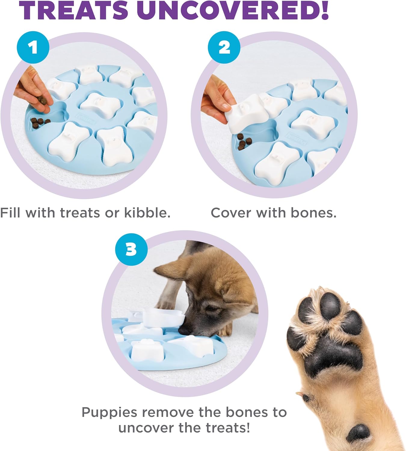 Outward Hound by Nina Ottosson Puppy Smart Treat Puzzle Enrichment Toy, Level 1 Beginner, Blue
