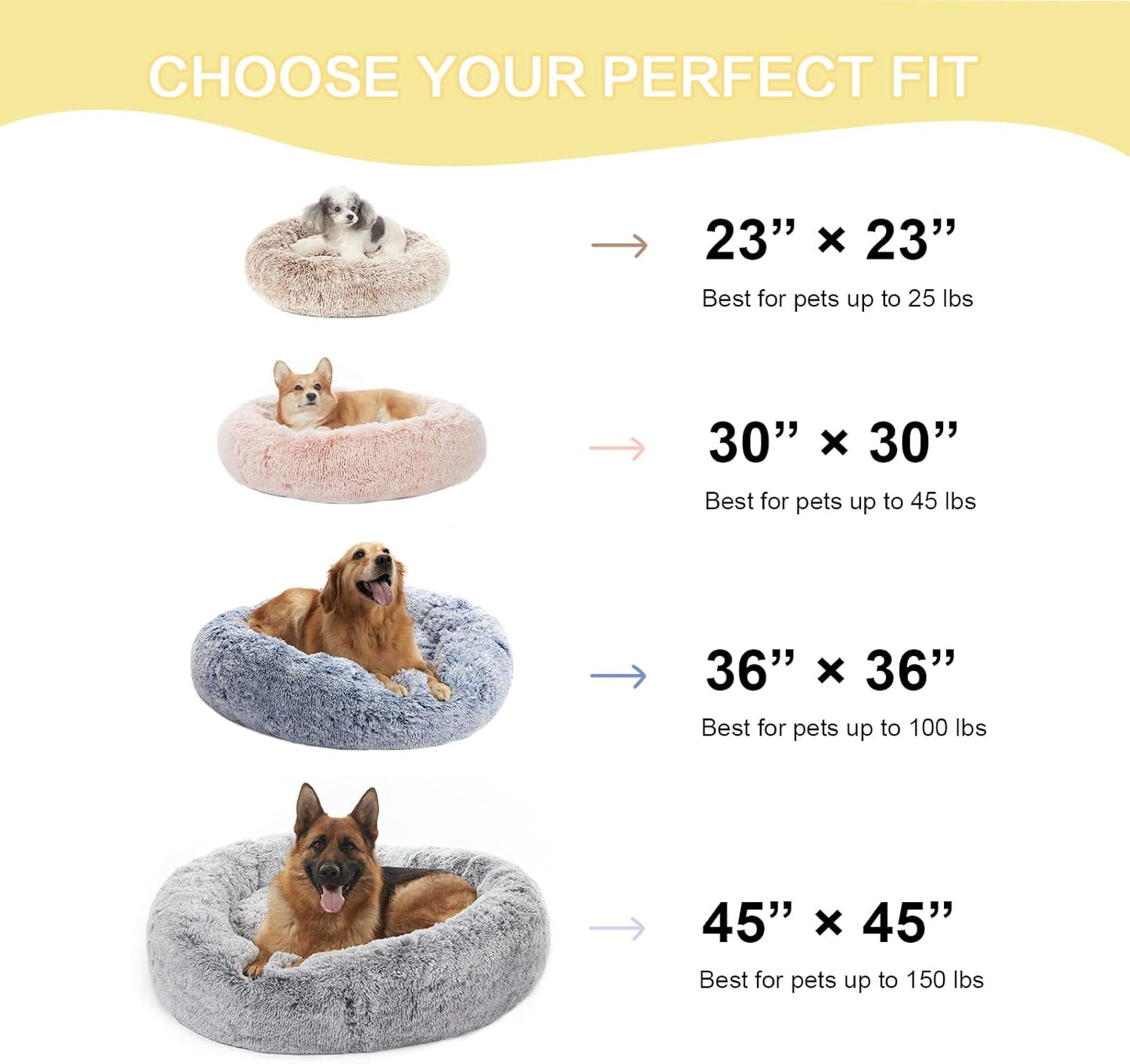 Bedfolks Calming Donut Dog Bed, 30 Inches Round Fluffy Dog Beds for Medium Dogs, Anti-Anxiety Plush Dog Bed, Machine Washable Pet Bed (Pink, Medium)