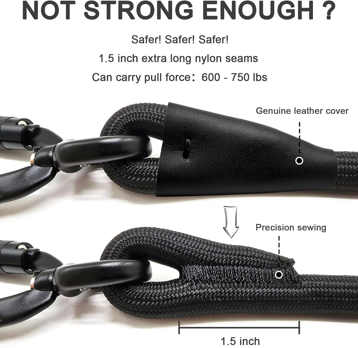 Rope Dog Leash, 4 ft Heavy Duty Dog Leash with Aviation Aluminum Auto Locking Carabiner, Strong Nylon Pet Lead for Small, Medium, Large Dogs (Navy Blue, 4FT)