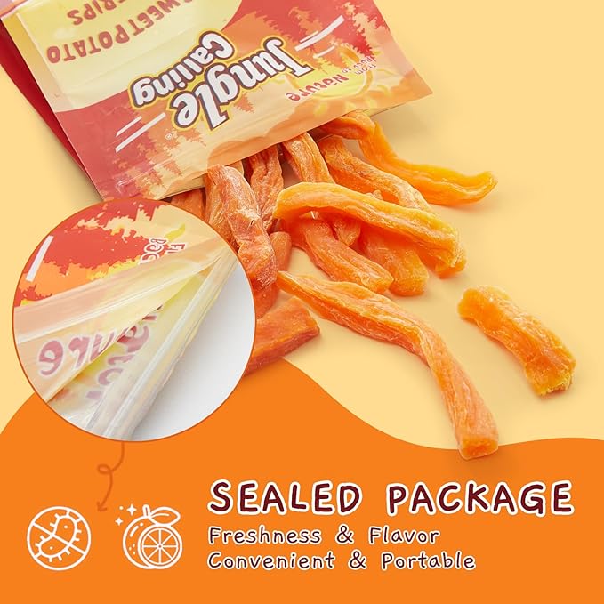 Jungle Calling Sweet Potato Dog Treats,Low Fat Natural Soft Chews for Weight Management, Single Ingredient and Grain Free Healthy Snacks Puppy Adult Dogs,10.6oz